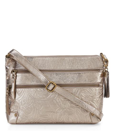 metallic leather crossbody bag